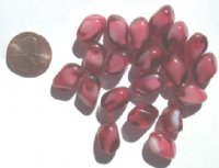 20 15x10mm Two Tone Raspberry Givre Nuggets